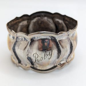 Antique Italian 800 Silver Napkin Ring "Roby" name engraving