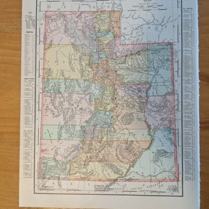 Antique Utah Map 1899 Atlas Wyoming flip multicolored