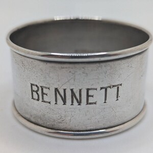 Gorham Sterling Silver Napkin Ring &quot;Bennett&quot; name engraving