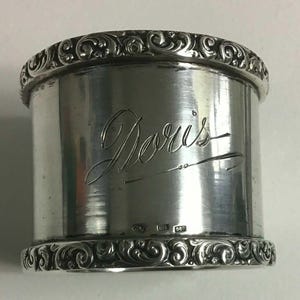 Antique Austrian 800 Silver Napkin Ring “Doris” name engraving