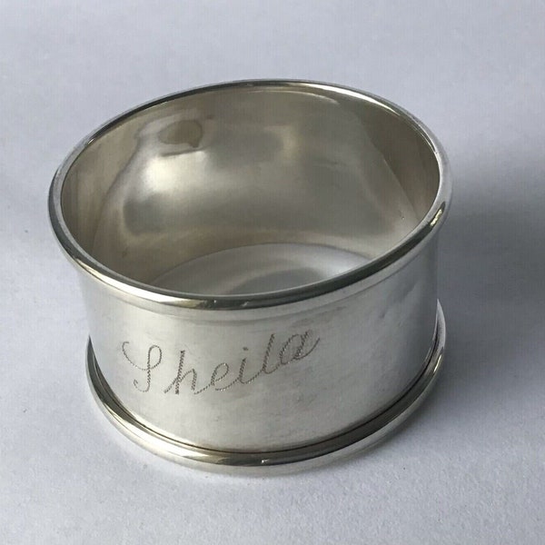 Antique English Sterling Silver Napkin Ring "Sheila" name engraving, d. 1920