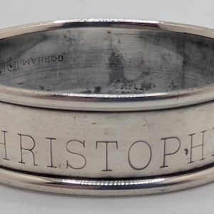 Gorham Sterling Silver Napkin Ring &quot;Christopher&quot; name engraving