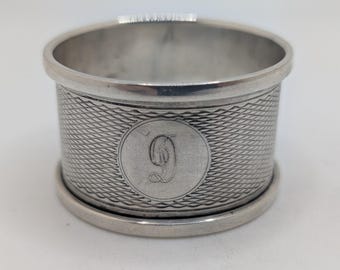 Antique English Sterling Silver Napkin Ring "D" initial engraving, dated 1927