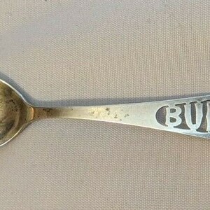 Cuchara demitasse antigua de plata esterlina con forma de búfalo, de 10 cm (4 1/8&quot;)