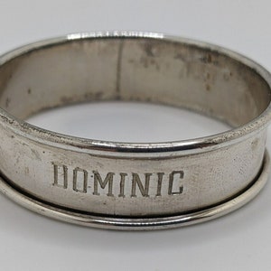 Vintage Reed & Barton Sterling Silver Napkin Ring "Dominic" name engraving