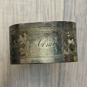 Antique John Rose Birmingham England Sterling Silver Napkin Ring &quot;Coral&quot; c.1922