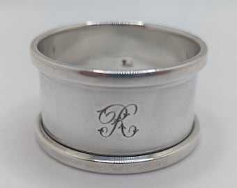 Antique English Sterling Silver Napkin Ring(s) "R" initial engraving, dated 1917