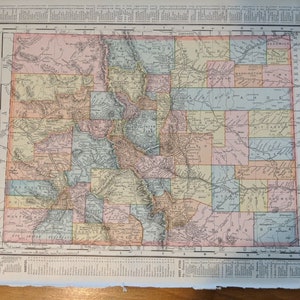 Antique Colorado Map 1899 Atlas New Mexico flip multicolored