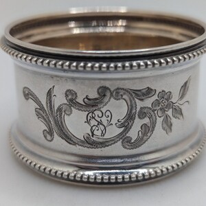 Antique German 800 Silver Napkin Ring "SW" or "WS" initials engraving