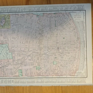 Antique St. Louis Missouri Map 1899 Atlas City of St. Joseph flip multicolored