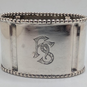 Antique German 800 Silver Napkin Ring "HS" initials engraving, 33 grams