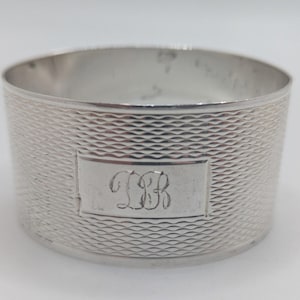 Vintage Englisch Sterling Silber Oval Serviettenring ""DB"" Initialen Gravur d. 1965