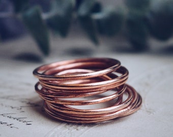 Thin copper stacking ring, copper wire ring, dainty copper ring, plain copper band ring, electroformed copper ring