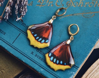 Butterfly wing earrings, resin butterfly earrings, fairy wing earrings, fae earrings, cottagecore earrings, vegan butterfly earrings