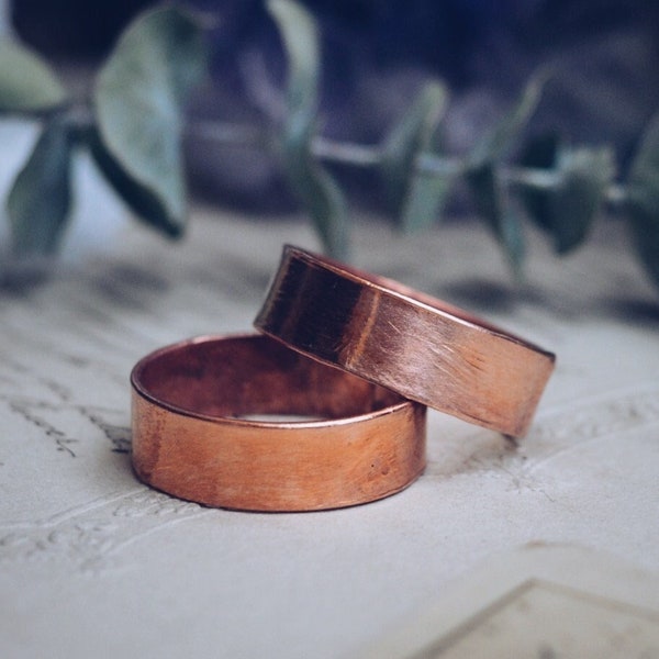 Rustic copper wide band ring, alternative engagement band, copper band ring, electroformed copper ring, raw rustic copper ring