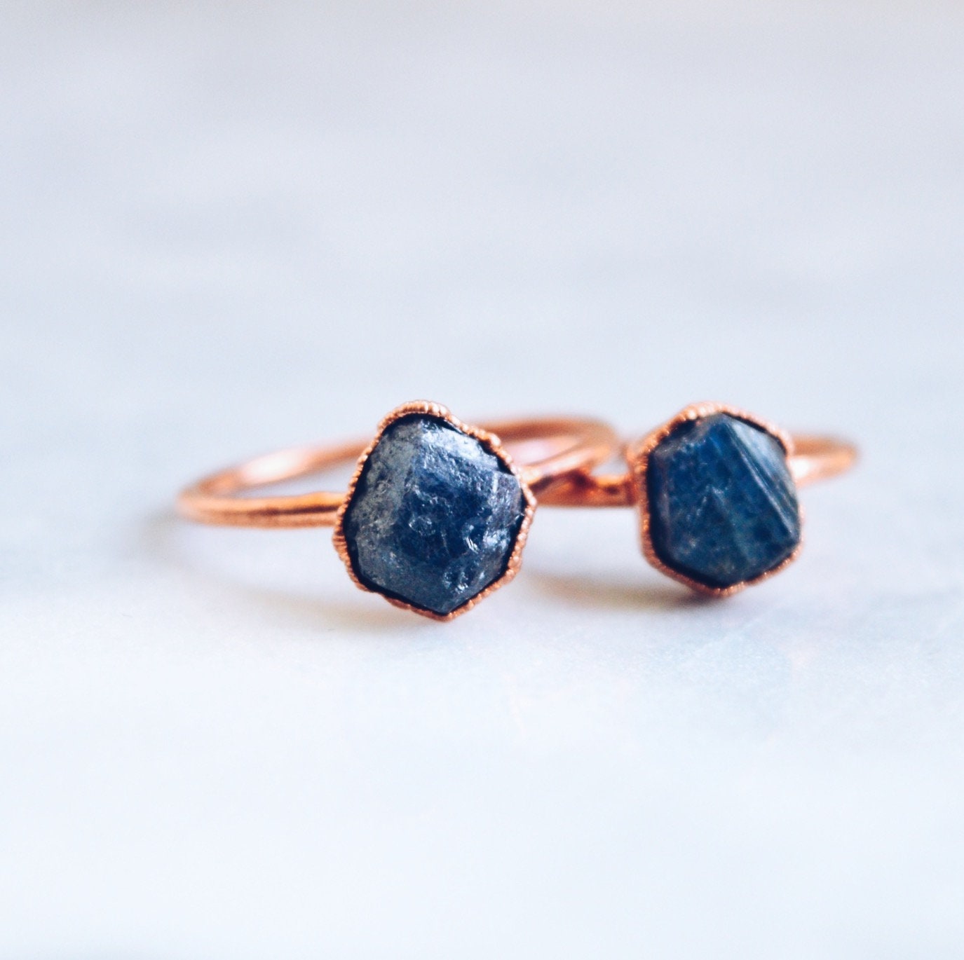 Raw Sapphire Ring September Birthstone Copper Gemstone Ring - Etsy UK