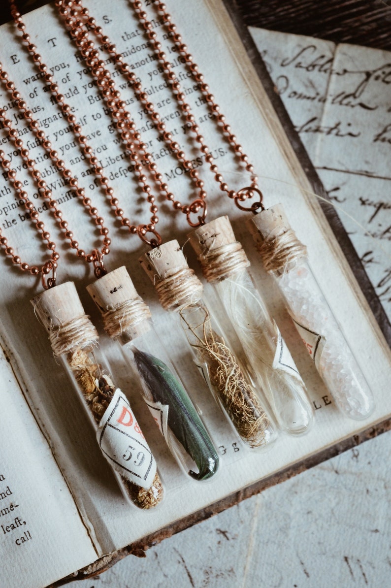 Vintage protection vial  witch bottle necklace  natural raw image 2