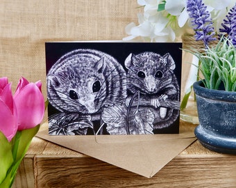 Hazel Dormice Greeting Card