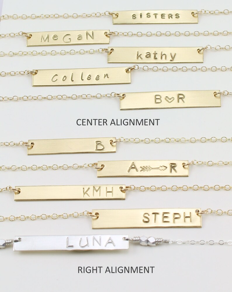 Bar Necklace Personalized Name Plate Necklace Silver Name Bar Necklace Layered and Long Bar Necklace 35mm x 4.5mm LC404