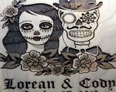 Personalized Cutting Board, Sugar Skull Wedding, Bride and Groom Gift, Gothic Wedding, Skull Wedding, Couples Gift, Wedding Gift, Engraved