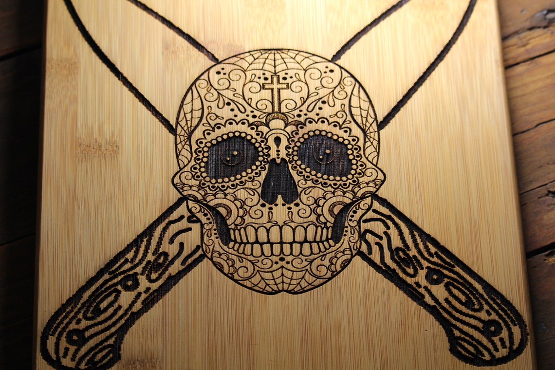Personalized Sugar Skull Kitchen Decor Cutting Board Chef Etsy