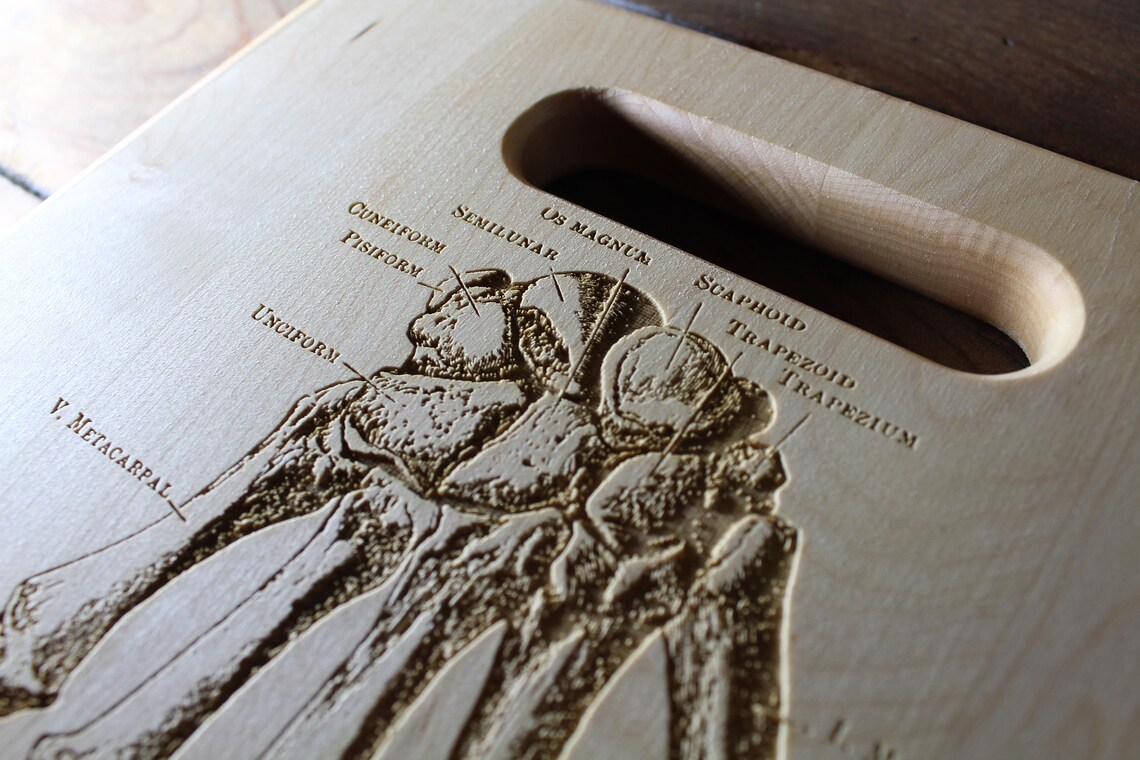 Personalized Human Hand Bone Cutting Board Vintage Anatomy Etsy