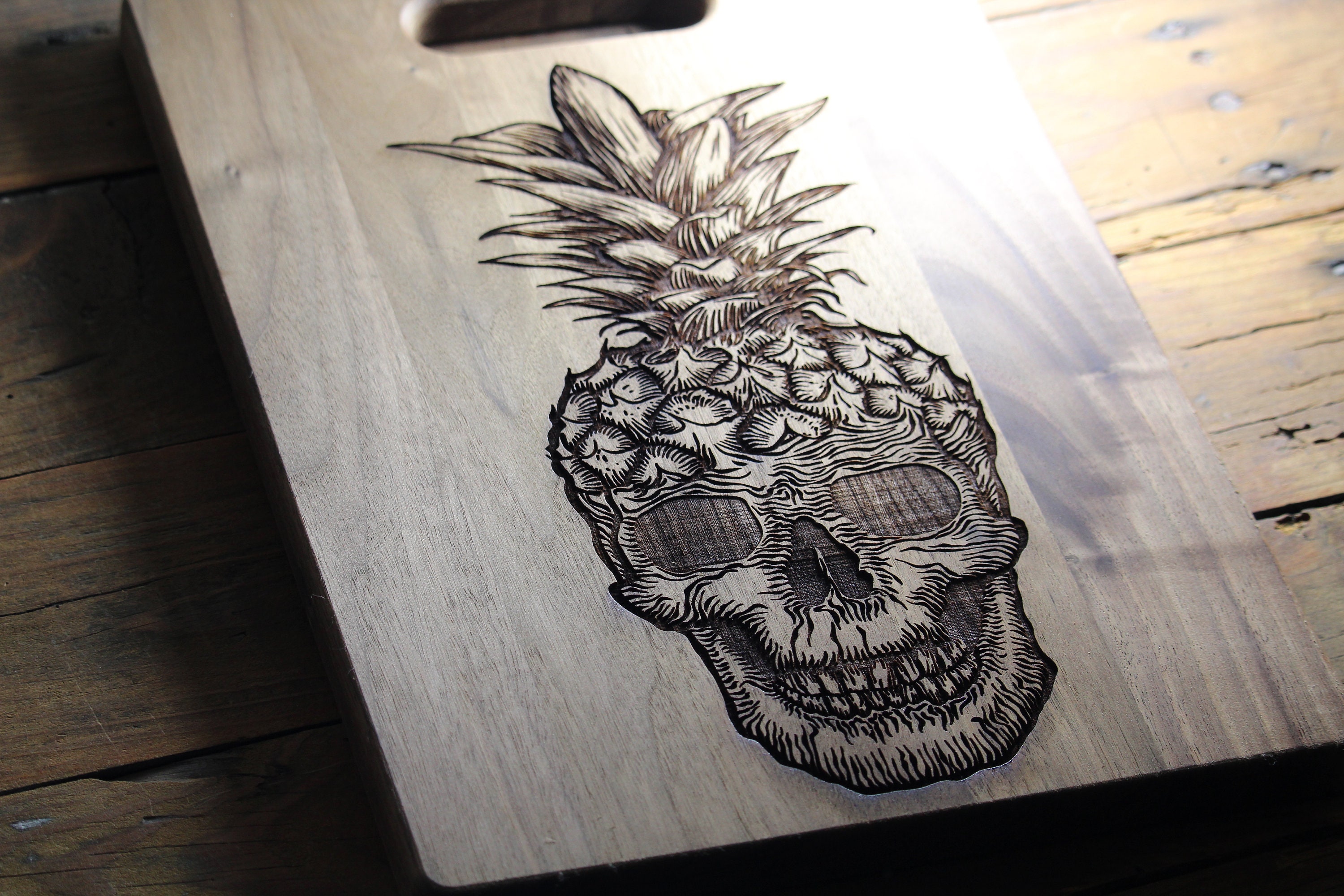 Personalized Pineapple Skull Cutting Board Skull Pineapple Etsy
