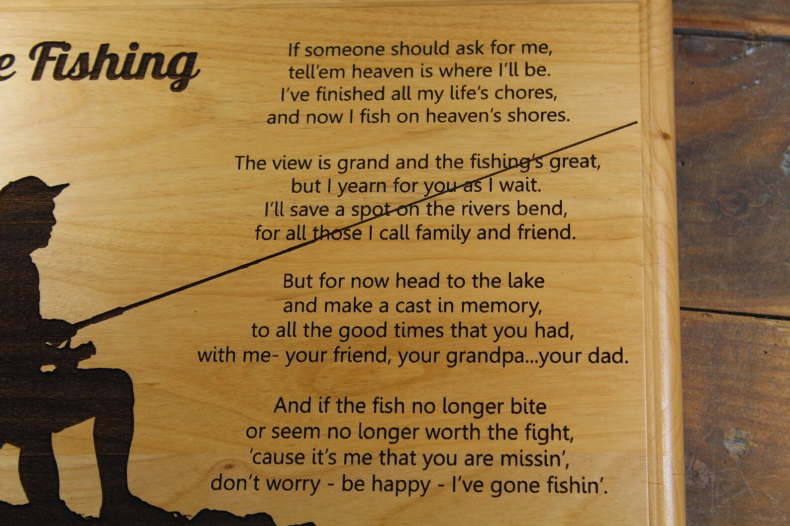 Gone Fishing in Heaven Memorial Plaque Tribute to Grandpa - Etsy