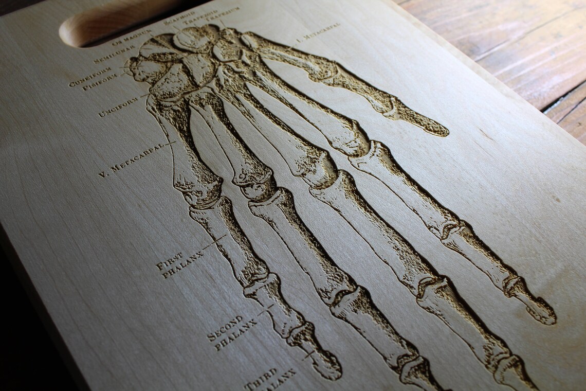 Personalized Human Hand Bone Cutting Board Vintage Anatomy Etsy