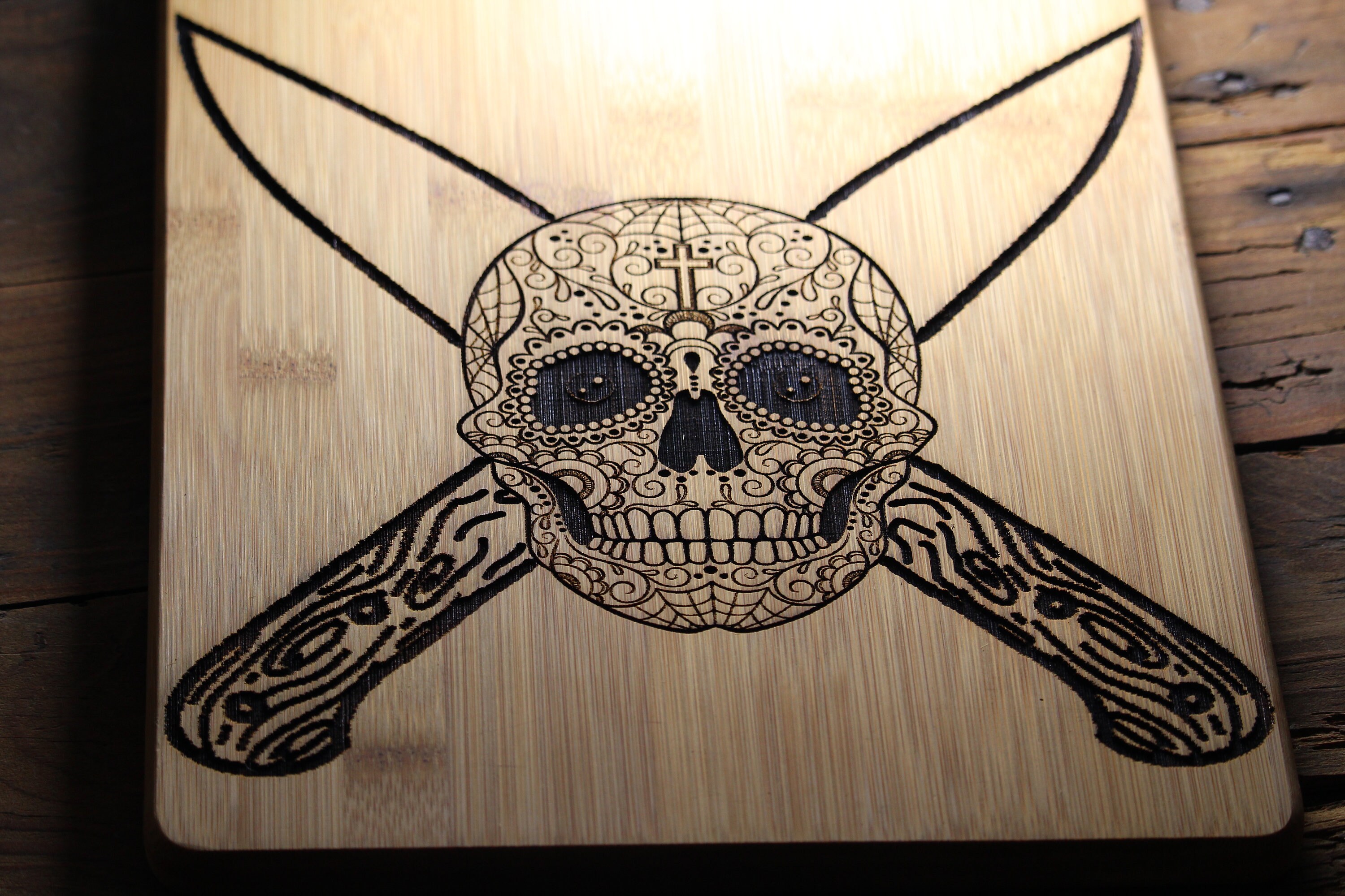 Personalized Sugar Skull Kitchen Decor Cutting Board Chef Etsy