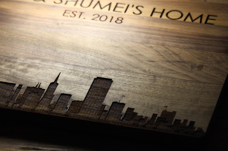 New York Hometown Chicago Skyline Personalized City Skyline Cutting Board Denver Skyline City Art Cityscape Miami Houston Skyline