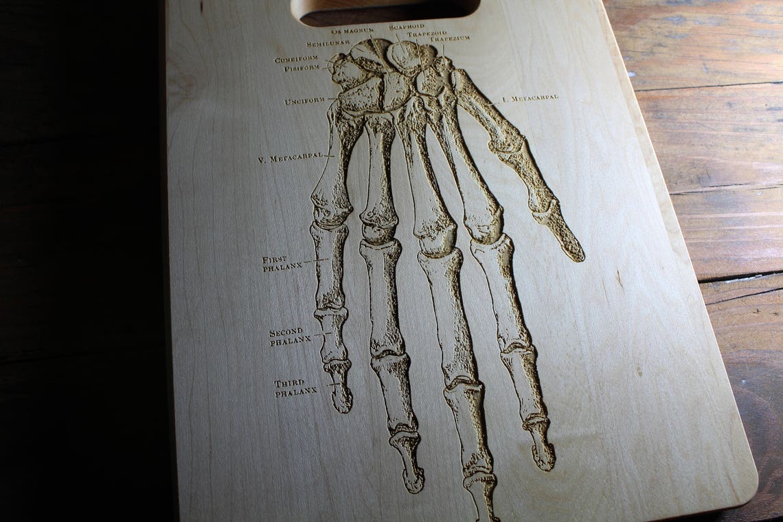 Personalized Human Hand Bone Cutting Board Vintage Anatomy Etsy