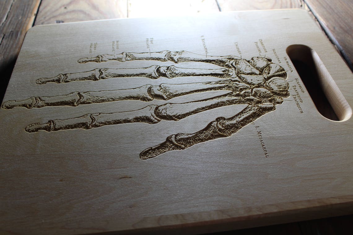 Personalized Human Hand Bone Cutting Board Vintage Anatomy Etsy