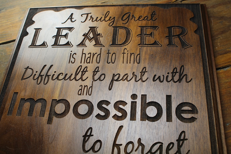 Custom Leadership Quote Wall Hanging Plaque Leader Hard to | Etsy