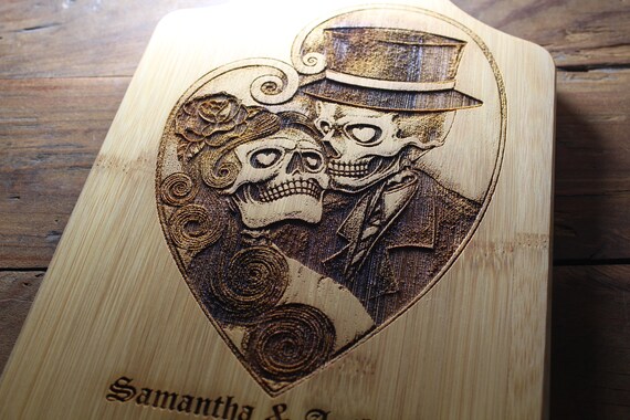 Personalized Sugar Skull Wedding Cutting Board Halloween Etsy