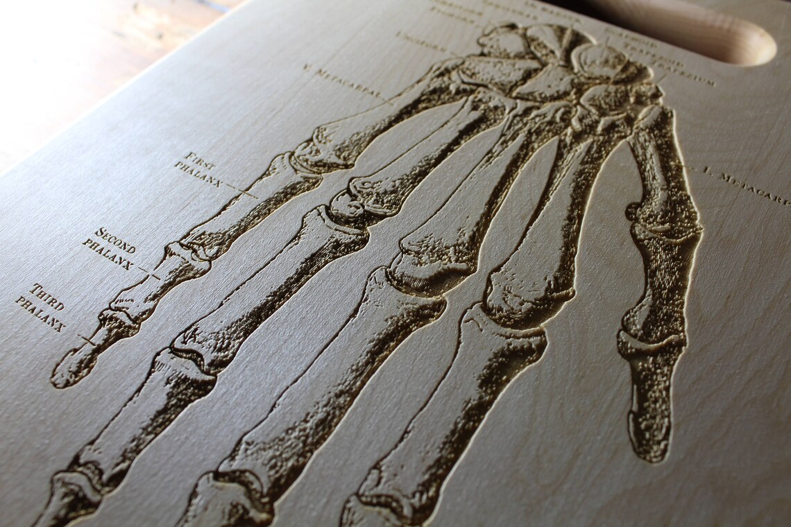 Personalized Human Hand Bone Cutting Board Vintage Anatomy Etsy