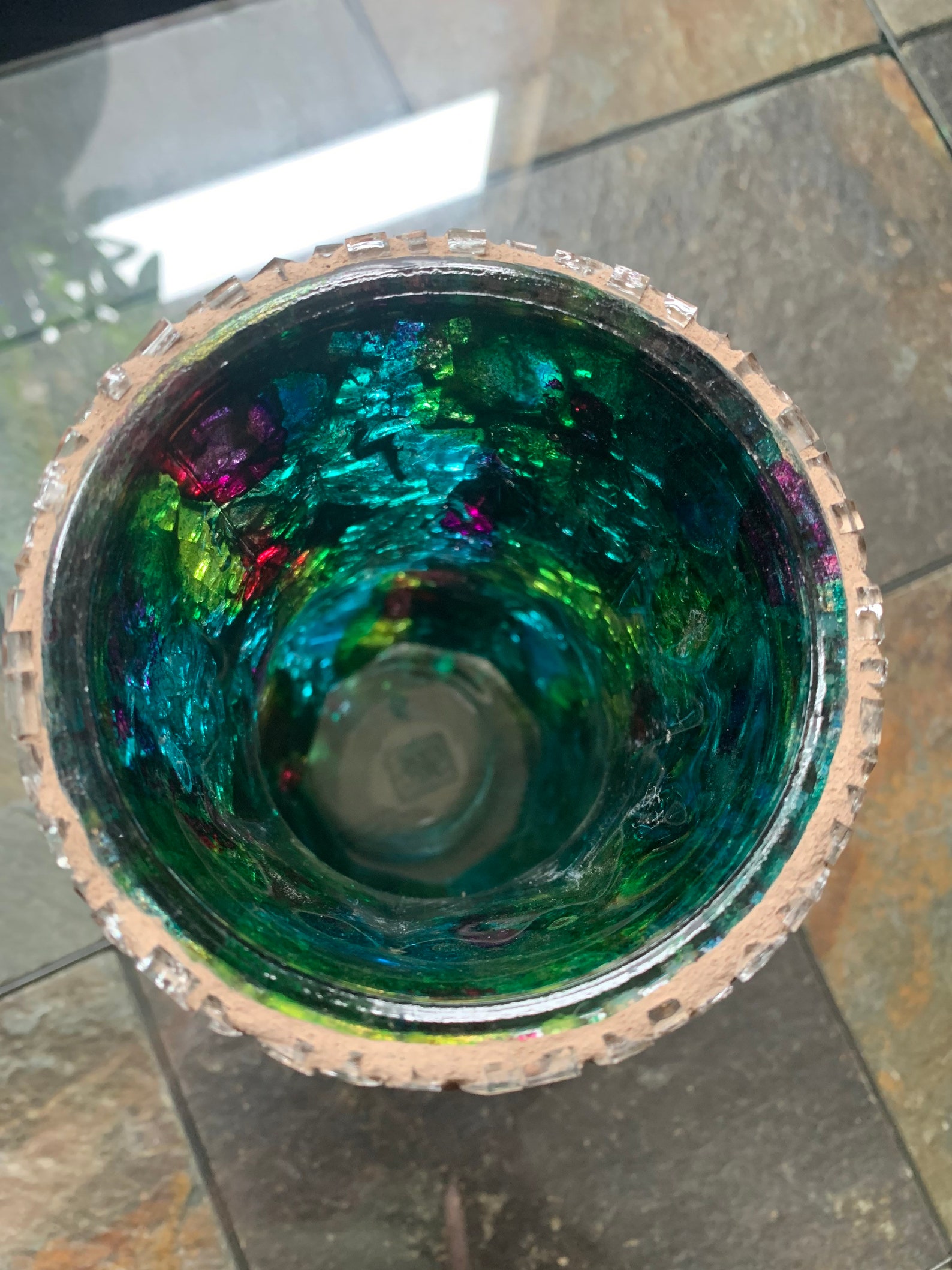 Cotton Candy// Glass Mosaic Vase// Handmade in USA Etsy