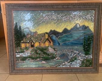 Galactic Teton Village//glass mosaic// handmade in USA