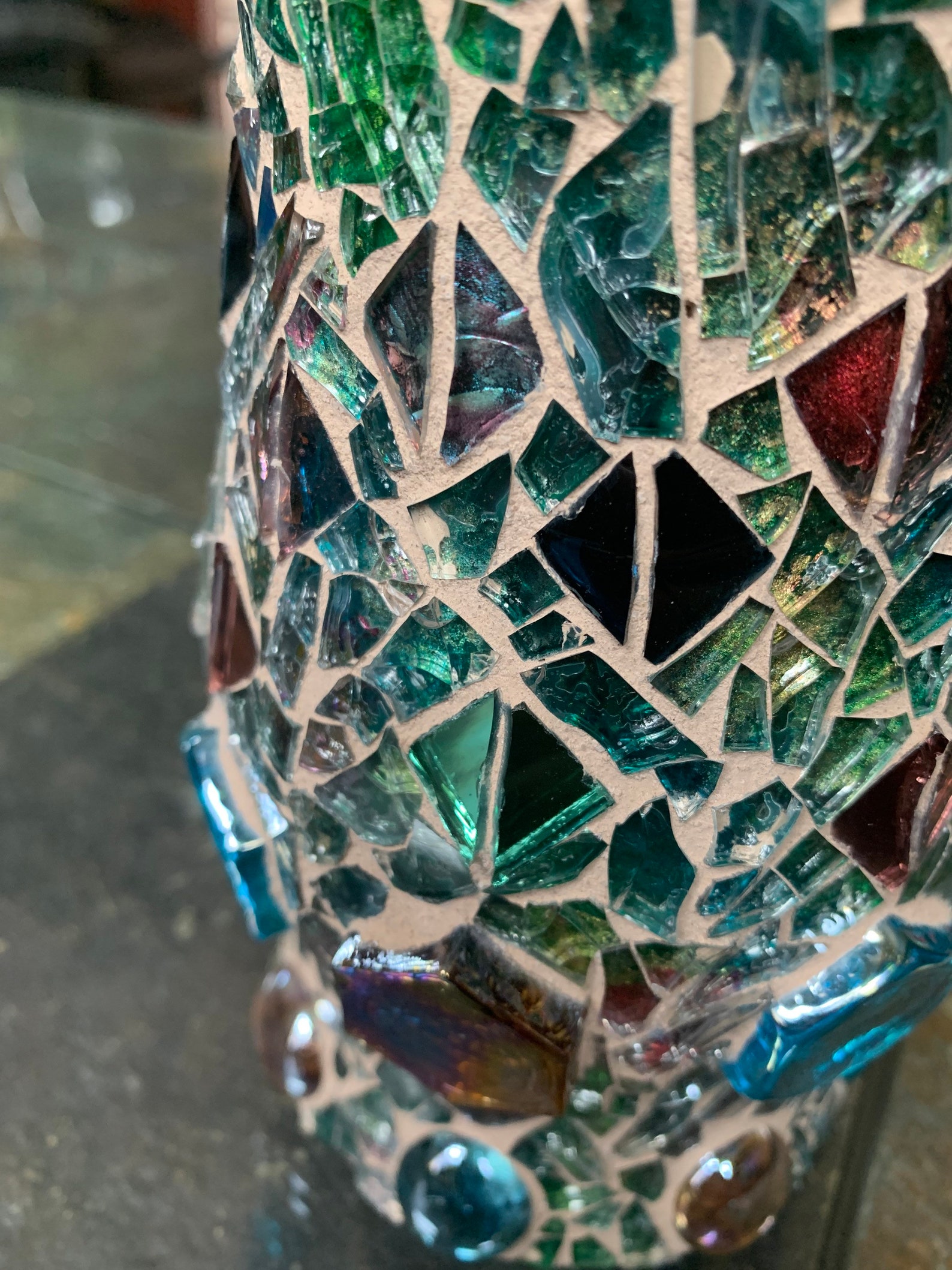 Cotton Candy// Glass Mosaic Vase// Handmade in USA Etsy