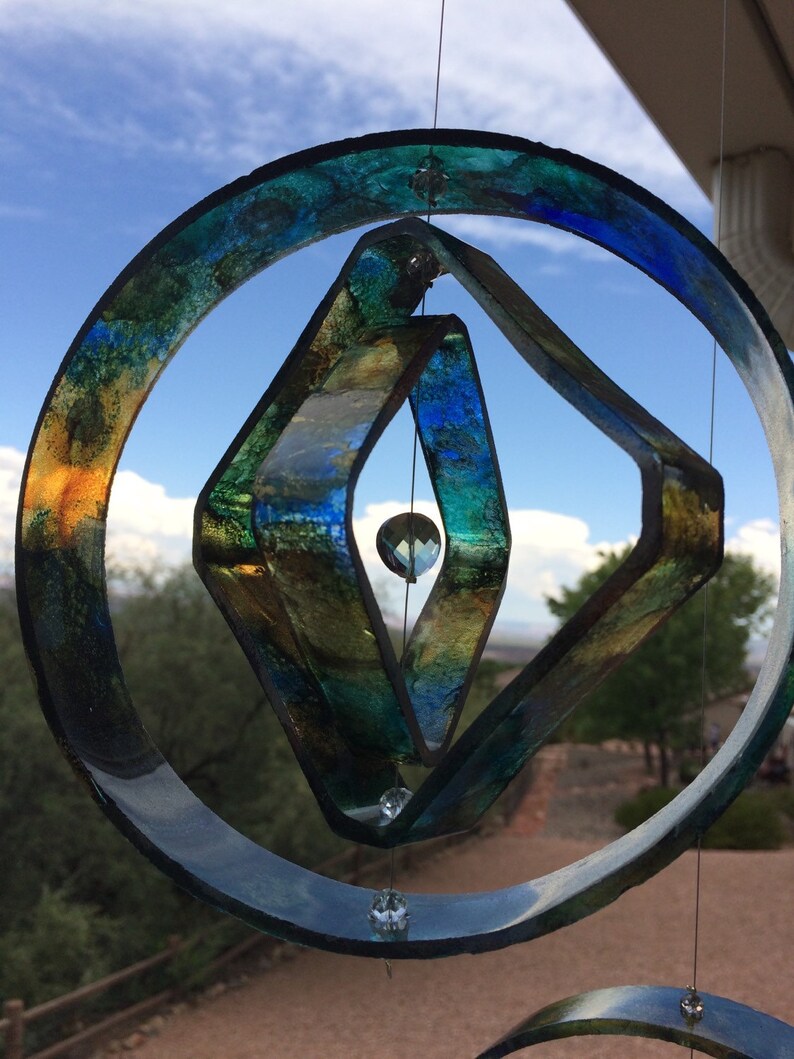 Sun Catcher Spinner Wine bottle sun catcher mobile glass spinner garden