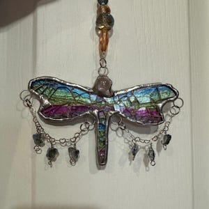 Dragonfly chandelier sun catcher//glass mosaic //handmade in USA