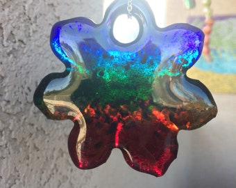 Glass fused lotus flower//chakra//snowflake//glass ornaments