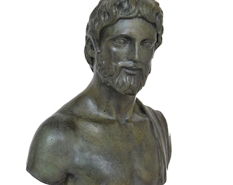 Bronze Asclepius Bust Sculpture, God of Healing