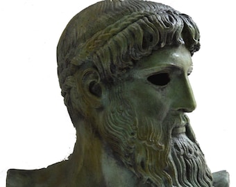 Antike griechische Bronze Skulptur Zeus oder Poseidon echtgroße Büste