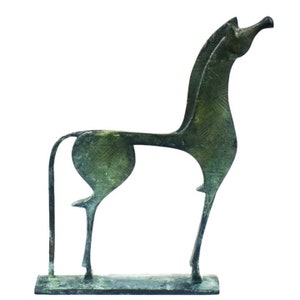 Proud Horse bronze figurine with carvings - Ancient Greece - Museum Reproduction