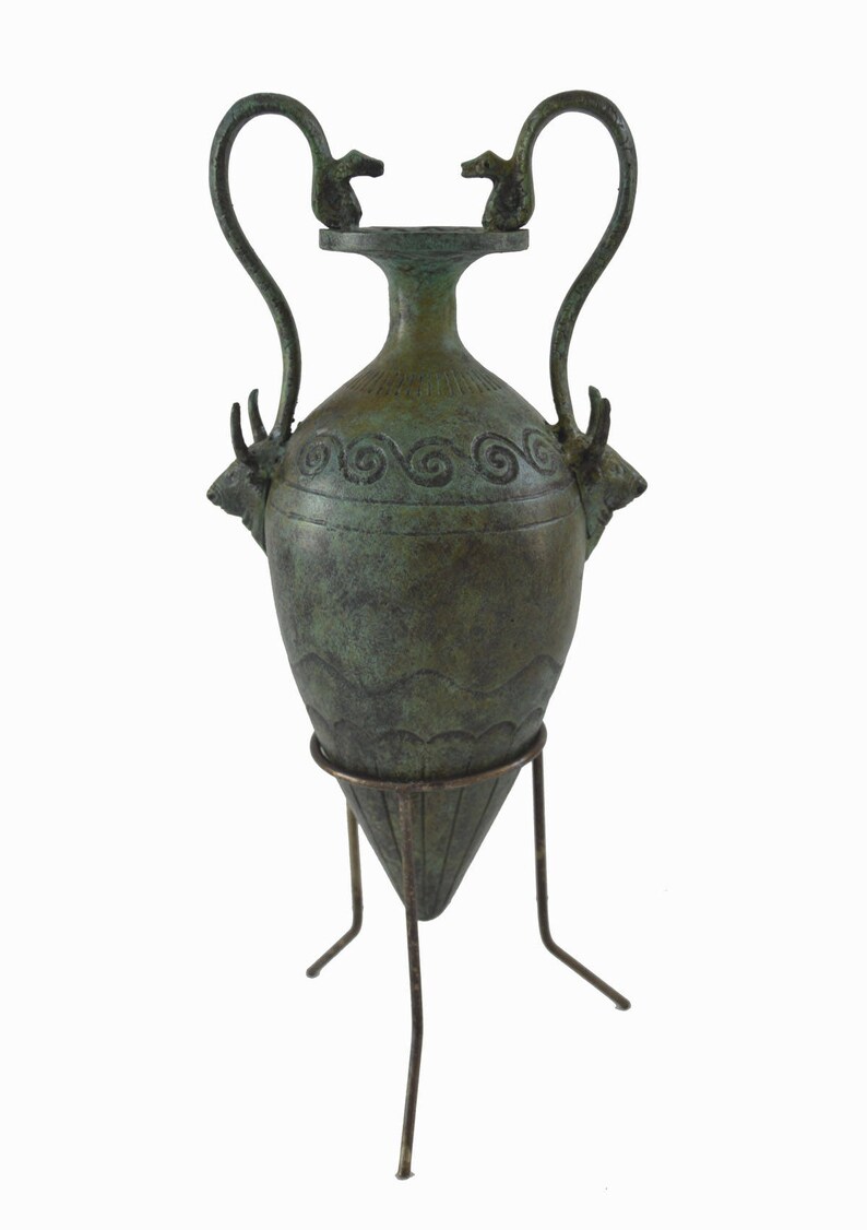 Ancient Greek Bronze Vase Replica With Bull and and Snake Etsy