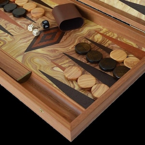 Olive Burl Backgammon Set - Olive wood checkers - Handmade in Greece