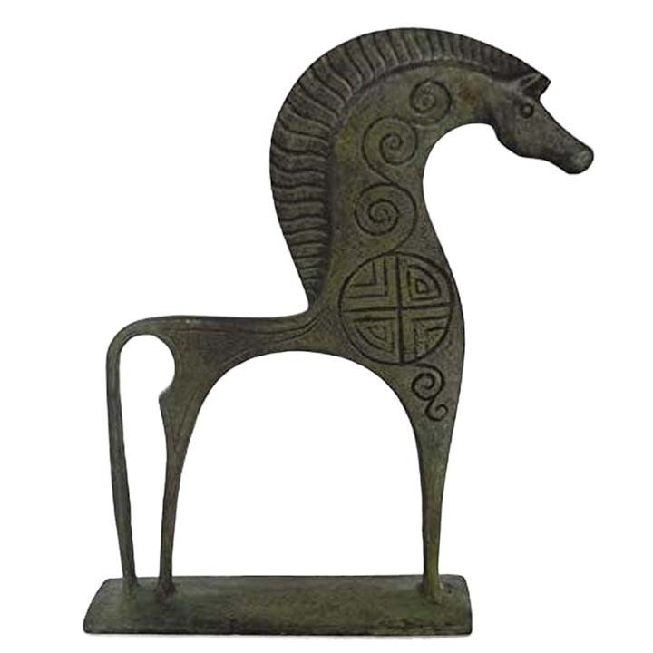 Elegant Horse Bronze sculpture with carvings - Museum Replica - Symbol of Status