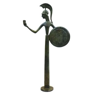 Goddess Athena with her Owl bronze figure - Symbol of Wisdom Strength Strategy