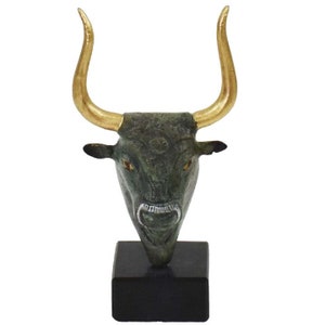 Minoan Bull mini Bronze Head - Minoan Art - Ancient Crete Knossos - Greece
